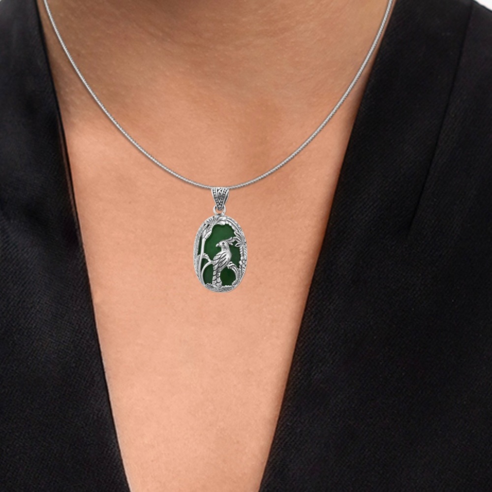 NWOT Exquisite Green Jade Pendant In Sterling Silver - Picture 6 of 7